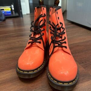 Dr. Martens Salmon Light Pink Patent Leather Boots Size 9